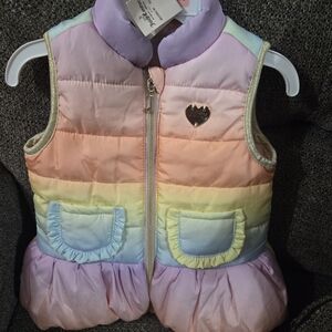 Juicy Couture Girls Pastel Rainbow Quilted Vest in Pink, Purple, Yellow, Blue
